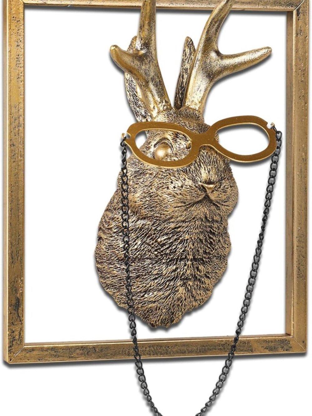 Vintage Animal Heads Wall Decor - Gold Resin Sculptures with Metal Frame for